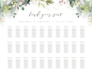 Flora | Seating Chart landscape 20 x 16 ": flora-stat-06-08 | Seating chart