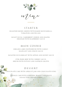 Flora | Menu 5 x 7": flora-stat-06-09 | menu