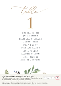 Natalia | table seating cards 5 x 7 ": natalia-stat-25-08b | Seating Cards