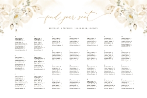 Dora | Seating Chart Alphabetic landscape 36 x 24 ": dora-stat-14-08 | Seating Chart
