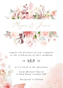 Fiorella | Rustic Pink Wedding Invitation Card - 5 x 7: fiorella-stat-08-02-set | Wedding invitation set