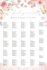 Fiorella | Seating Chart alphabetic 24 x 36": fiorella-stat-08-08 | seating chart