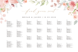 Fiorella | Seating Chart alphabetic landscape 36 x 24 ": fiorella-stat-08-08 | seating chart