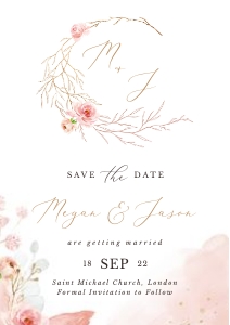 Fiorella | Rustic Pink Save the Date Card A5: fiorella-stat-08-01 | Save the Date Card Template