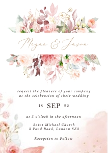 Fiorella | Rustic Pink Wedding Invitation Card A5: fiorella-stat-08-02-set | Wedding invitation set