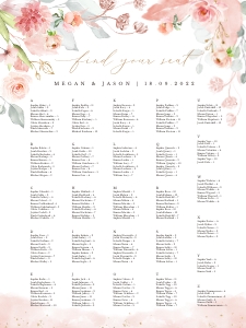 Fiorella | Seating Chart alphabetic 18 x 24'': fiorella-stat-08-08 | seating chart