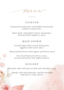 Fiorella | Menu 5 x 7": fiorella-stat-08-09 | menu
