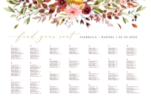 Ambra | Seating Chart alphabetic landscape 36 x 24 ": ambra-stat-15-08 | seating chart