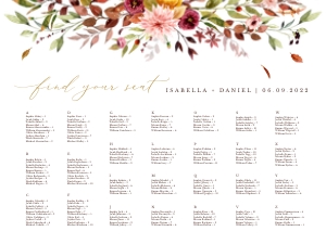 Ambra | Seating Chart alphabetic landscape 24 x 18 ": ambra-stat-15-08 | seating chart