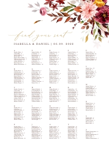 Ambra| Seating Chart alphabetic 18 x 24": ambra-stat-15-08 | seating chart