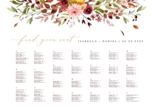 Ambra | Seating Chart alphabetic landscape A2: ambra-stat-15-08 | seating chart