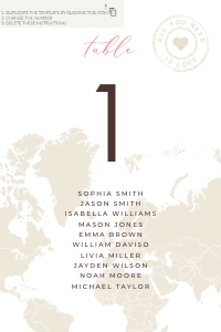 Sofia | Destination Wedding Table Card - 4 x 6"_update: sofia-stat-16-08b | Seating Cards_update
