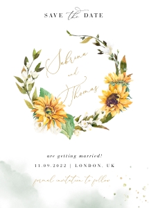 Marisol |  Save the Date Card - 5x7": marisol-stat-21-01 | Sunflowers Save the date card template