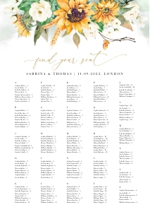Marisol | Alphabetic Seating Chart A2: marisol-stat-21-08 | seating chart