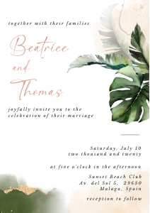 Palma | Wedding invitation Card A5: palma-stat-10-02 | Tropical Wedding Invitation Card