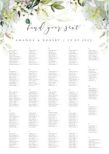 Flora | Seating Chart alphabetic portrait A2: flora-stat-06-08 | Seating chart