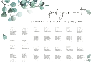 Luisa | Seating Chart alphabetic landscape A1: luisa-stat-23-08 | Seating Chart