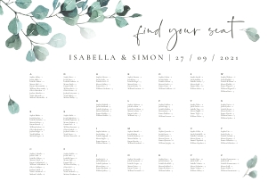 Luisa | Seating Chart alphabetic landscape A2: luisa-stat-23-08 | Seating Chart