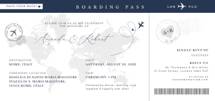 sofia-stat-16-22 | Navy Boarding Pass Wedding Invitation - 21 x 9.9 cm: sofia-stat-16-22 | Navy Boarding Pass Wedding Invitation