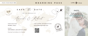 Sofia | Boarding Pass Save the Date Sand – 3.5 x 8.5 ": sofia-stat-16-25 | Sand Boarding Pass Save the Date