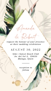 Palma | Tropical Digital Wedding Invitation with RSVP: palma-evite-10-05 | Tropical wedding invitation Digital with rsvp