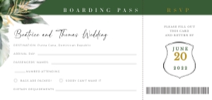 palma-stat-10-15 | 21 x 9.9 cm RSVP Card: palma-stat-10-15 | Passport Wedding Invitation Template with RSVP