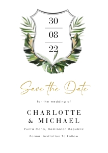 Palma | Tropical Save the Date with Monogram - A5: palma-stat-10-20 | Tropical Save the Date with Monogram