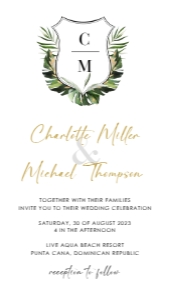 Palma | Tropical Elegant Wedding Invitation with Monogram Digital: palma-evite-10-09 | Tropical DIgital Wedding Invite with monogram