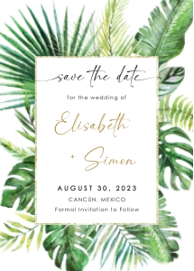 Palma | Tropical Save the Date Card D2_ 5x7: palma-stat-10-21 | Tropical Save the Date Template D2
