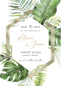 Palma | Tropical Save the Date Card D3_ 5x7: palma-stat-10-22 | Tropical Save the Date Template D3
