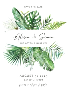Palma | Tropical Save the Date Card D4_ 5x7: palma-stat-10-23 | Tropical Save the Date template D4