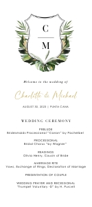 Palma | Wedding Program 4 x 9 inches: palma-stat-10-03 | Tropical Wedding Program