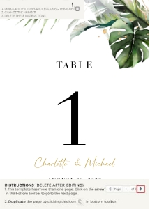 Palma | table number 5 x 7 ": palma-stat-10-04 | tropical wedding table numbers template