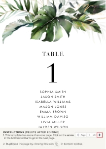 Palma| Seating Cards 5 x 7": palma-stat-10-08b | tropical wedding seating cards template