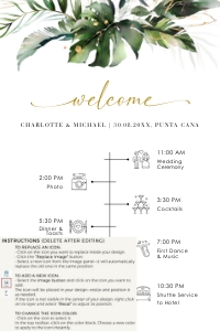 Palma| Wedding Timeline 24 x 36": palma-stat-10-10 | Tropical Wedding Timeline Template