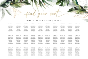 Palma | Seating Chart 36 x 24": Palma | Tropical Wedding Seating Chart
