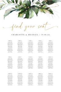 Palma | Seating Chart 24 x 36 ": Palma | Tropical Wedding Seating Chart