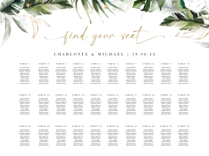 Palma | Seating Chart 24 x 18": Palma | Tropical Wedding Seating Chart