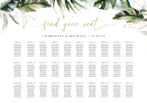 Palma | Seating Chart | A1 (84.1 x 59.4 cm): Palma | Tropical Wedding Seating Chart