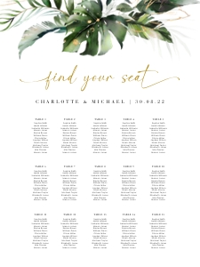 Palma | Seating Chart 18 x 24": Palma | Tropical Wedding Seating Chart