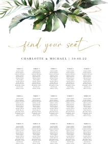 Palma | Seating Chart |A1 (59.4 x 84.1 cm): Palma | Tropical Wedding Seating Chart