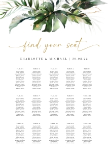 Palma | Seating Chart |A2 (42 x 59.4 cm): Palma | Tropical Wedding Seating Chart