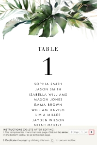 Palma| Seating Cards 4 x 6": palma-stat-10-08b | tropical wedding seating cards template