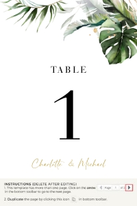 Palma | table number 4x6": palma-stat-10-04 | tropical wedding table numbers template