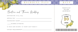 lemon-stat-34-01 | 8.5x3.5" - Italy lemon Boarding Pass RSVP: lemon-stat-34-01 | Italy Passport Wedding Invitation
