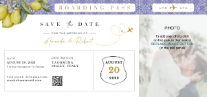 lemon-stat-34-03 | Italy Lemons Boarding Pass Save the Date Template design preview