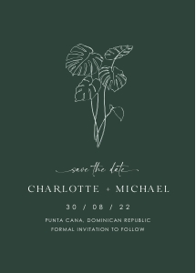 palma-stat-10-40 | Minimal Tropical Save the Date Template - 5 x 7 ": palma-stat-10-40 | tropical save the date minimal