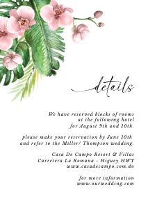 palma-stat-10-32 | Tropical details Card with orchids - A6: palma-stat-10-32-set | Tropical wedding invitation with orchid set