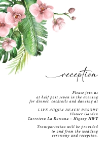 palma-stat-10-32 | Tropical reception Card with orchids - A6: palma-stat-10-32-set | Tropical wedding invitation with orchid set