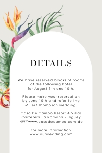 palma-stat-10-33 | Tropical Flowers details Card - 4 x 6": palma-stat-10-33-set | tropical  flowers wedding invitation set